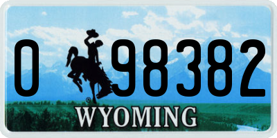 WY license plate 098382