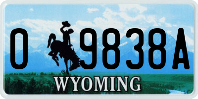 WY license plate 09838A
