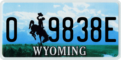 WY license plate 09838E