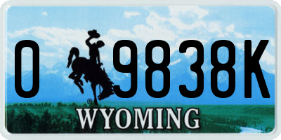 WY license plate 09838K