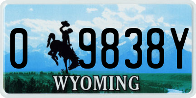 WY license plate 09838Y