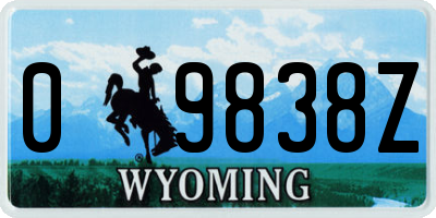 WY license plate 09838Z