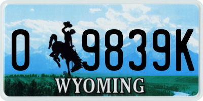 WY license plate 09839K