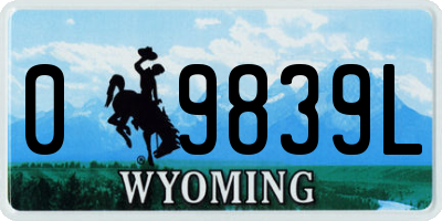 WY license plate 09839L