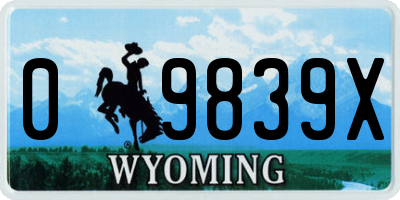 WY license plate 09839X