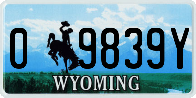 WY license plate 09839Y