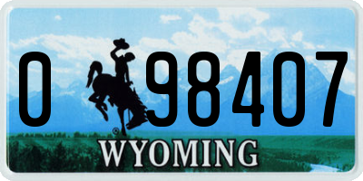 WY license plate 098407