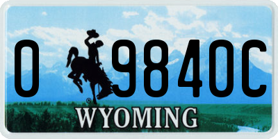 WY license plate 09840C