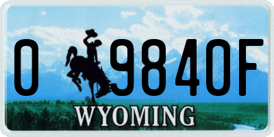 WY license plate 09840F
