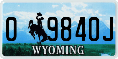 WY license plate 09840J