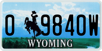 WY license plate 09840W