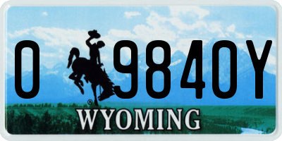 WY license plate 09840Y