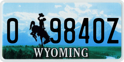 WY license plate 09840Z