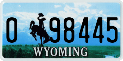 WY license plate 098445