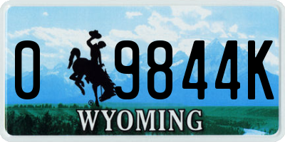 WY license plate 09844K
