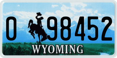 WY license plate 098452