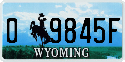 WY license plate 09845F