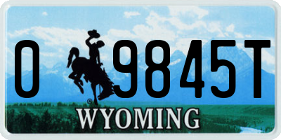 WY license plate 09845T
