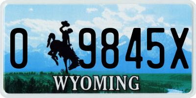 WY license plate 09845X