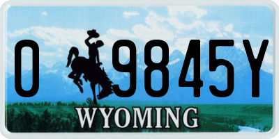 WY license plate 09845Y