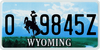 WY license plate 09845Z