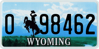 WY license plate 098462