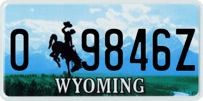 WY license plate 09846Z