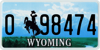 WY license plate 098474