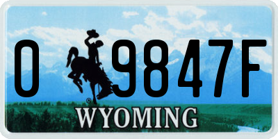 WY license plate 09847F