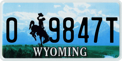 WY license plate 09847T
