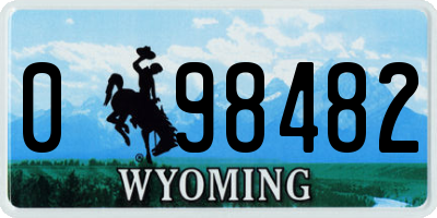 WY license plate 098482