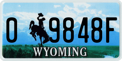 WY license plate 09848F