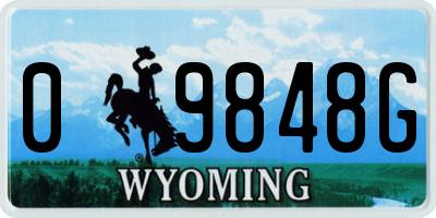 WY license plate 09848G