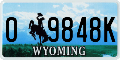 WY license plate 09848K