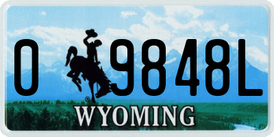 WY license plate 09848L