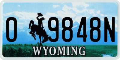 WY license plate 09848N