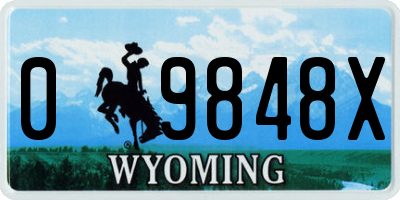 WY license plate 09848X