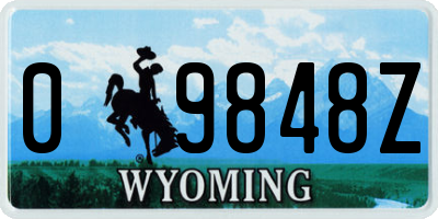 WY license plate 09848Z