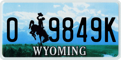 WY license plate 09849K