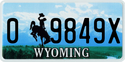 WY license plate 09849X