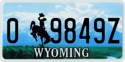 WY license plate 09849Z