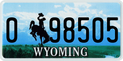 WY license plate 098505