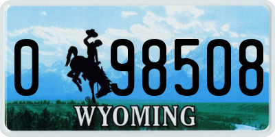 WY license plate 098508