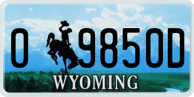 WY license plate 09850D