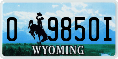 WY license plate 09850I