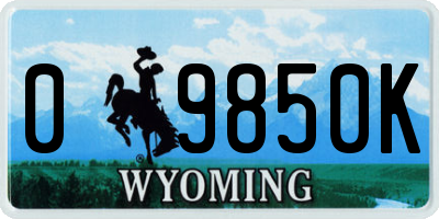 WY license plate 09850K