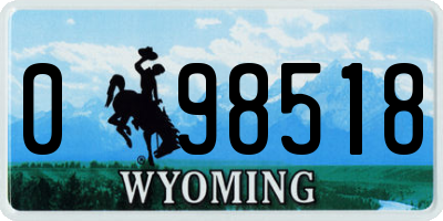 WY license plate 098518