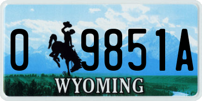 WY license plate 09851A