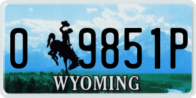 WY license plate 09851P