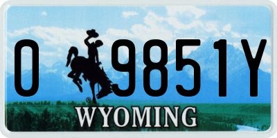 WY license plate 09851Y